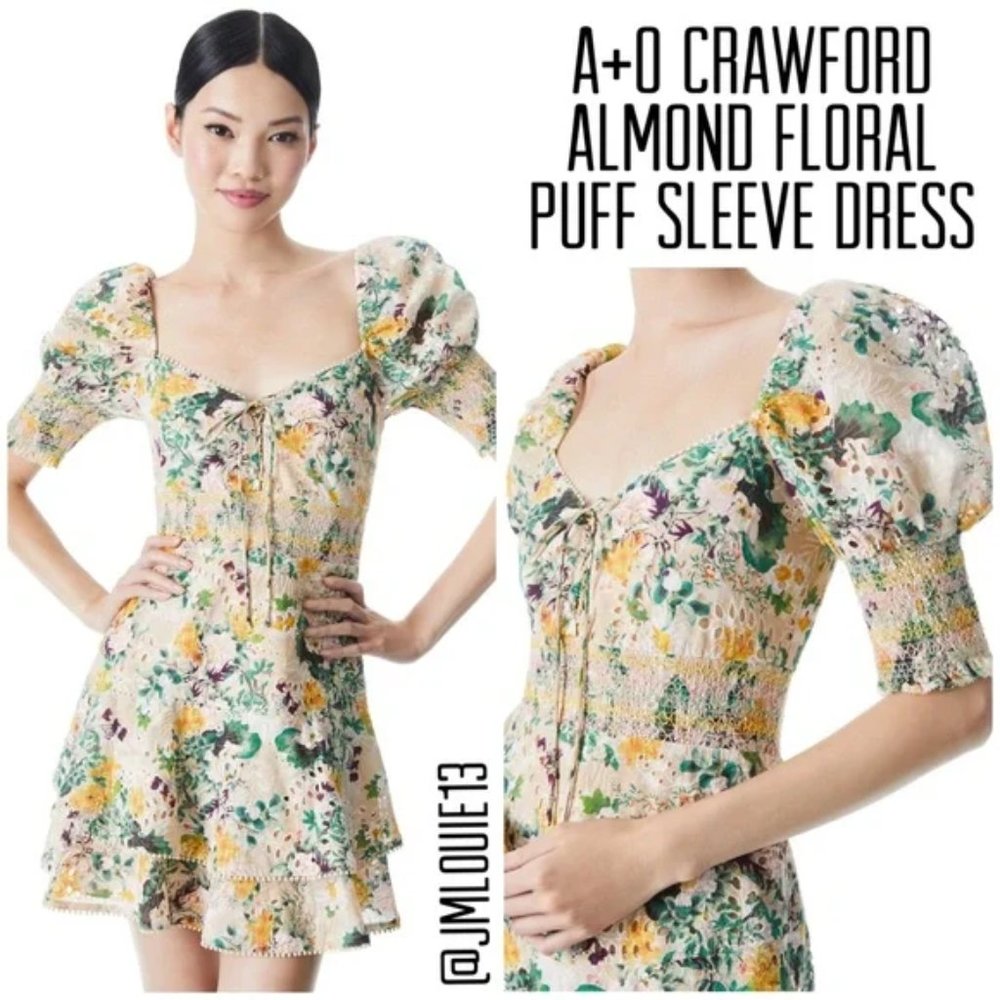 Alice + Olivia Crawford Floral Puff Sleeve Mini Dress